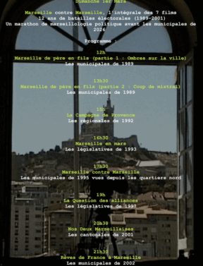 1.03.2026, de midi à minuit  MARSEILLE CONTRE MARSEILLE, L&rsquo;INTÉGRALE, projection des films de Michel Samson et Jean-Louis Comolli, en présence de Michel Samson 